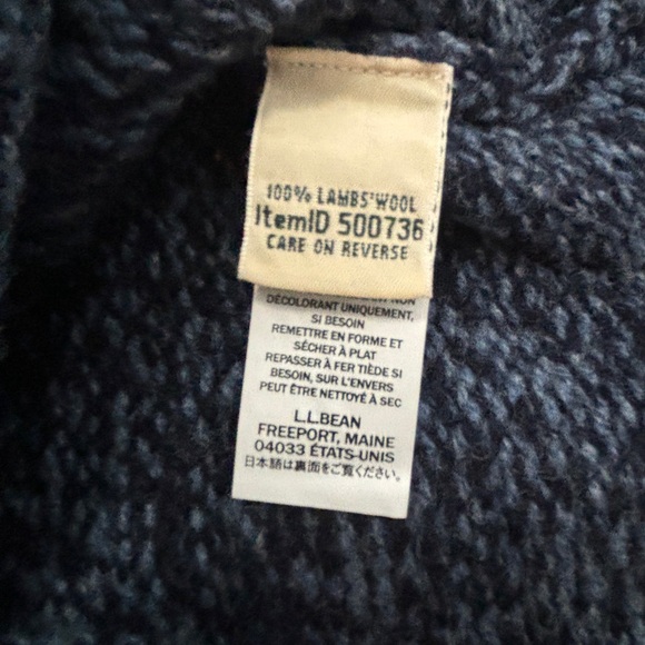 LL Bean Classic Ragg Lamb’s Wool Zip Up Sweater Small NWT Blue - Picture 7 of 9